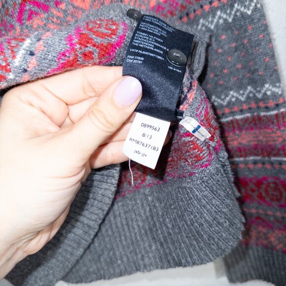 Tommy Hilfiger Gray & Pink Patterned Cashmere Blend Cardigan Small - Picture 4 of 6